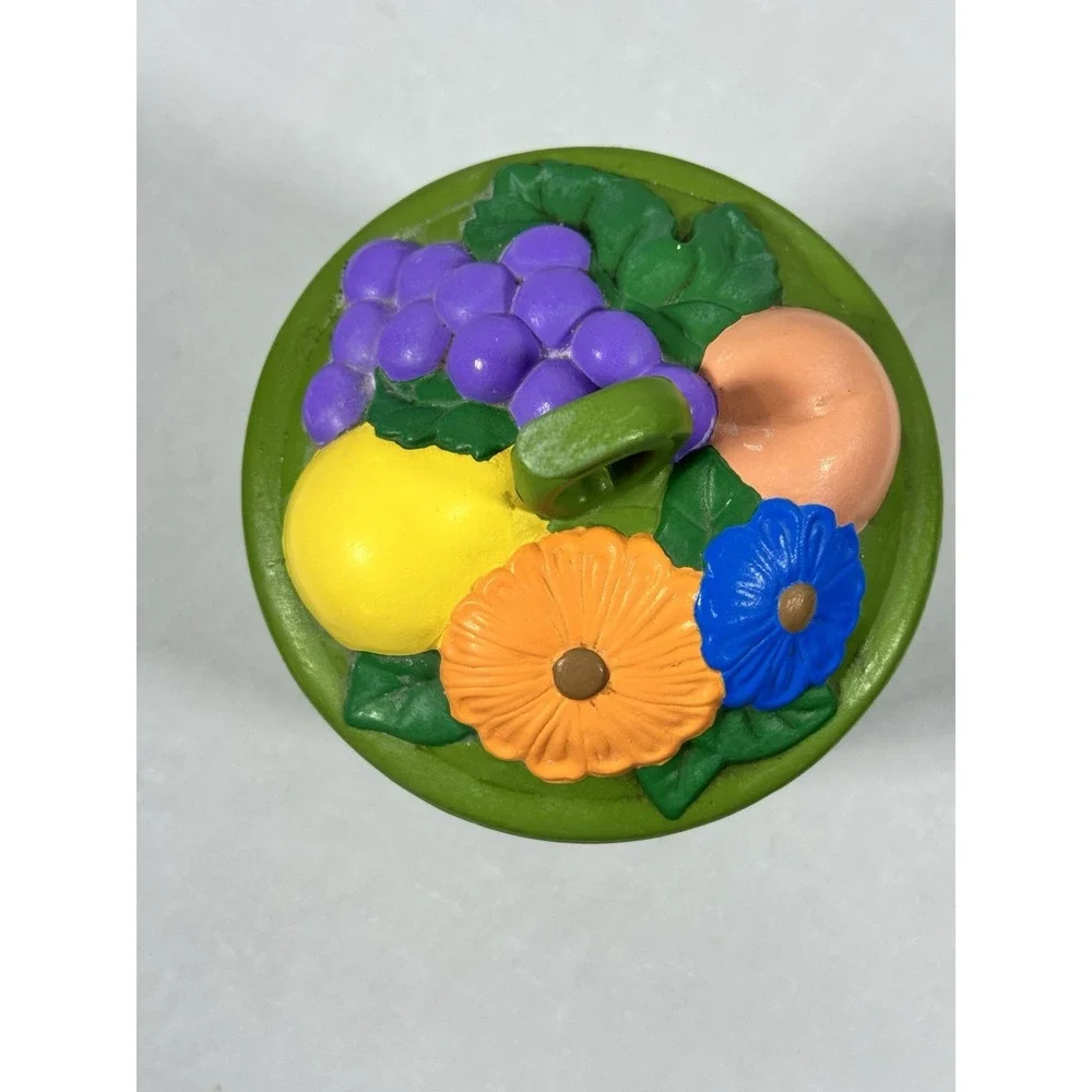 Vintage Fruit Basket Themed Decorative Ceramic Jar with Lid‎